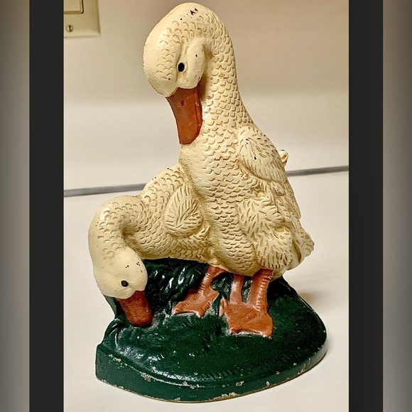 Vintage Early Mid 20th Century Cast Iron Goose Geese Doorstop Bookend - Picture 2 of 10